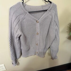 Women's Gray Button-Up Sweater